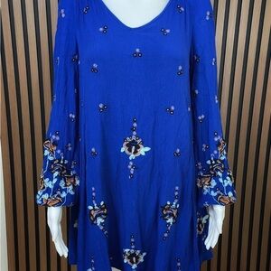 Free People Royal Blue Floral Dress XS